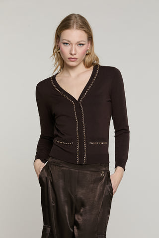 Cardigan CHAINSY manica 7/8 con patte più profili catena