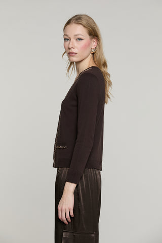 Cardigan CHAINSY manica 7/8 con patte più profili catena