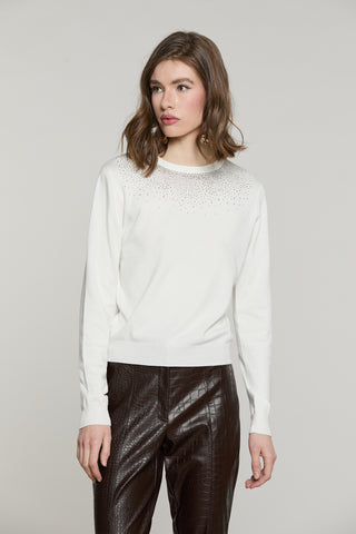 Maglia AVETRAZ manica lunga girocollo con strass