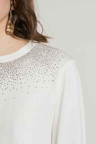 Maglia AVETRAZ manica lunga girocollo con strass
