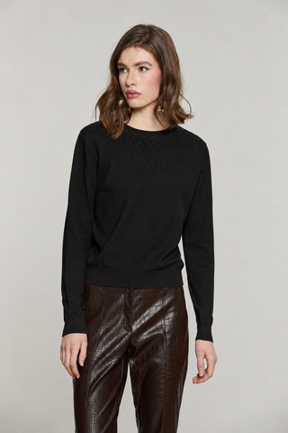 Maglia AVETRAZ manica lunga girocollo con strass