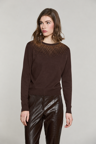 Maglia AVETRAZ manica lunga girocollo con strass