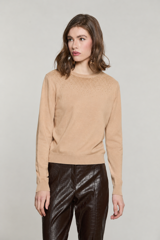 Maglia AVETRAZ manica lunga girocollo con strass