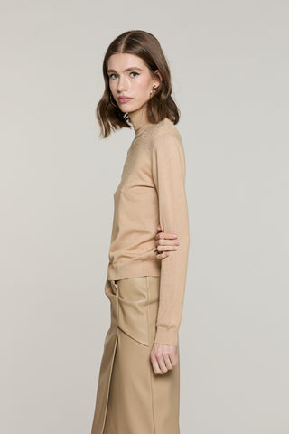 Maglia YUSEK manica lunga collo alto con strass
