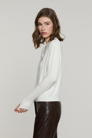 Cardigan IMPERATRICE manica lunga girocollo con bottoni crystal più strass