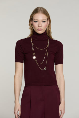 Maglia FOREVER mezza manica collo alto con collana logo