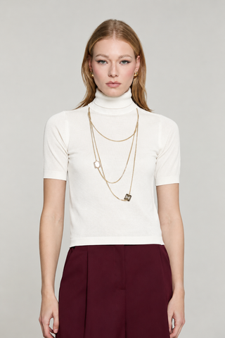 Maglia FOREVER mezza manica collo alto con collana logo