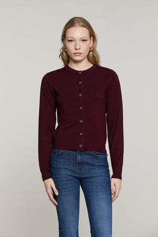 Cardigan BIRKA manica lunga girocollo con bottoni più catena logo