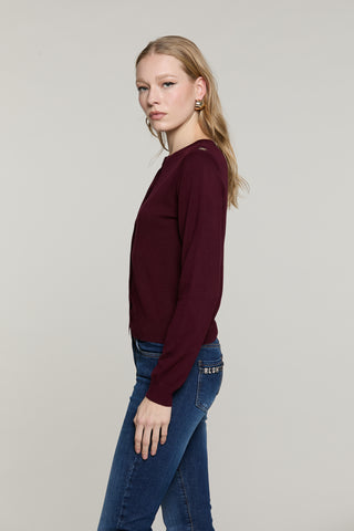 Cardigan BIRKA manica lunga girocollo con bottoni più catena logo