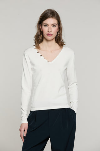 Maglia SHESMINE manica lunga scollo v con dettaglio bottoni