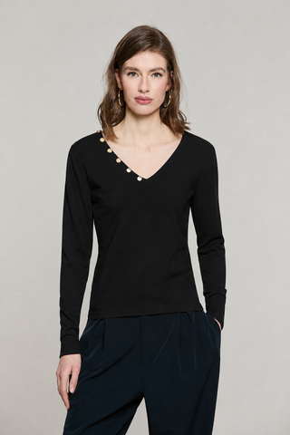 Maglia SHESMINE manica lunga scollo v con dettaglio bottoni