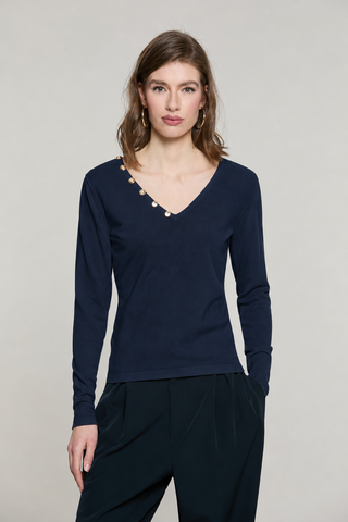 Maglia SHESMINE manica lunga scollo v con dettaglio bottoni