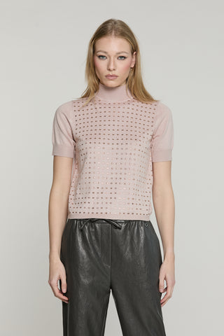 Maglia CRAIGE mezza manica collo vulcano con baguette
