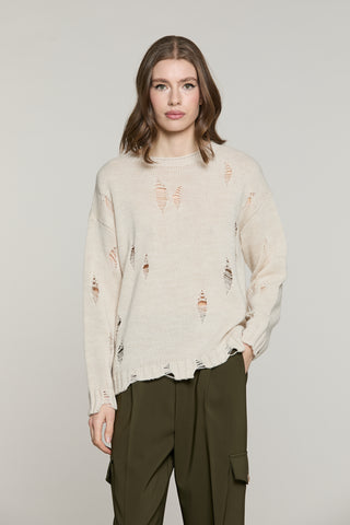 Maglia LEIDAN manica lunga girocollo con rotture