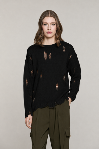 Maglia LEIDAN manica lunga girocollo con rotture