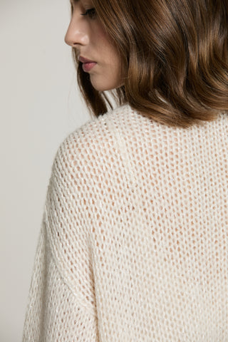 Maglia LIEGI manica lunga palloncino asimmetrica con lurex più micro-paillettes