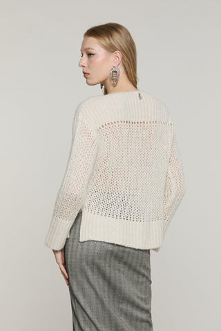 Maglia HOORN manica lunga scollo barca più spacchi con lurex più micro-paillettes
