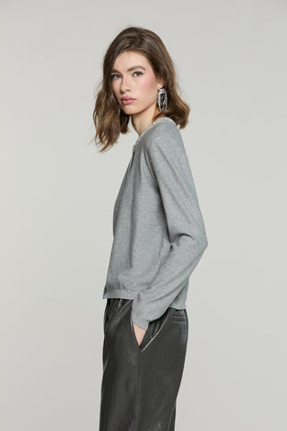 Cardigan SADE manica lunga girocollo con bottoni crystal più paillettes