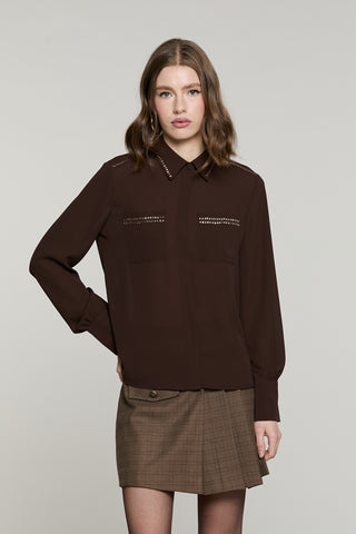 Camicia ADERO manica lunga con tasche più applicazione paillettes