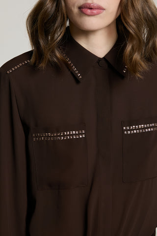 Camicia ADERO manica lunga con tasche più applicazione paillettes