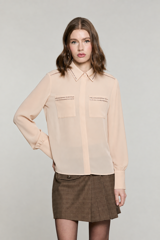 Camicia ADERO manica lunga con tasche più applicazione paillettes
