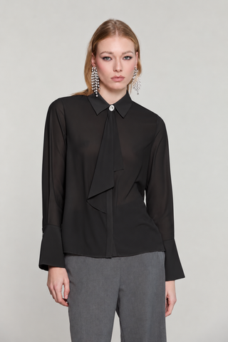 Camicia LA_GARZA manica lunga campana con bott.gioiello più gala