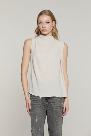 Blusa BERK senza maniche scollo morbido con pieghe più goccia schiena