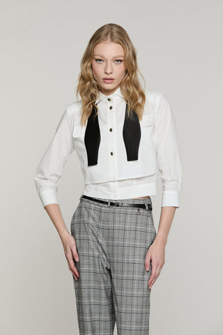 Camicia CORVINA corta manica 3/4 con patte più papillon
