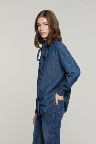 Camicia BLEDEL manica lunga con fusciacca denim