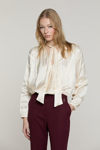 Blusa ARAU manica lunga scollo incrocio con elastico vita più fusciacca