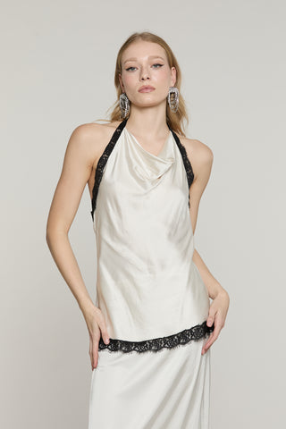 Top DEEPY con spalline pizzo più scollo morbido più fondo pizzo