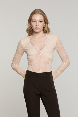 Body LIORA manica lunga scollo v pizzo
