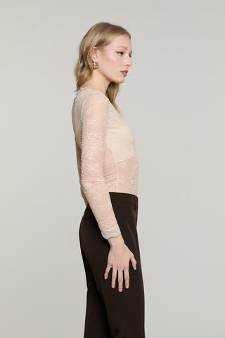 Body LIORA manica lunga scollo v pizzo