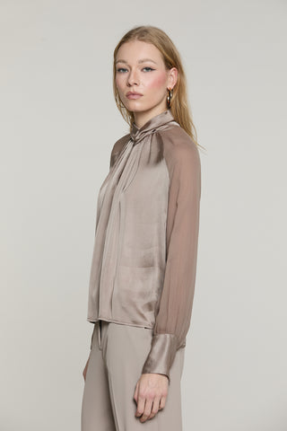 Blusa BELLS manica lunga con nodo collo più pieghe più goccia