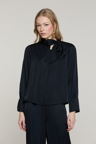 Blusa POLK manica lunga con spacco polso più fusciacca più pannello con pieghe