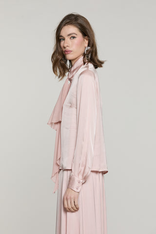 Blusa CENCI manica lunga con fusciacca georgette