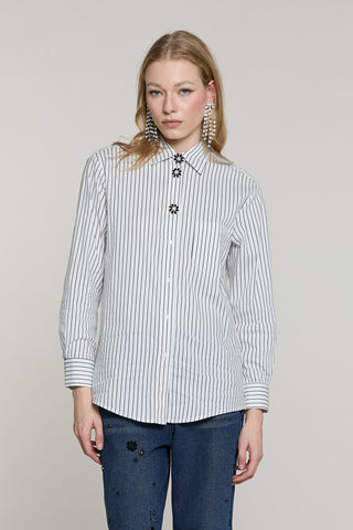 Camicia MANACORA manica lunga con tasca più copribottoni gioiello righe