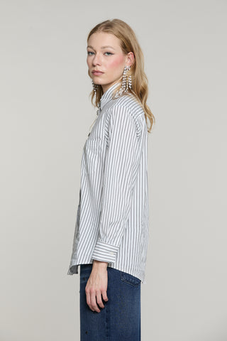 Camicia MANACORA manica lunga con tasca più copribottoni gioiello righe