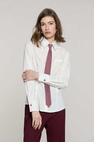 Camicia ZORA manica lunga con patta più cravatta pois