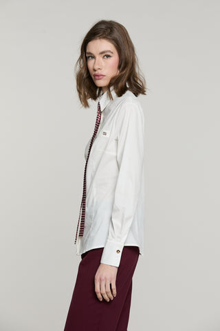 Camicia ZORA manica lunga con patta più cravatta pois