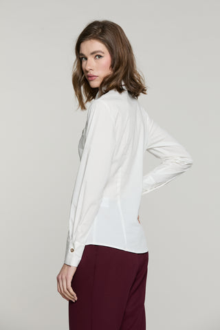 Camicia ZORA manica lunga con patta più cravatta pois