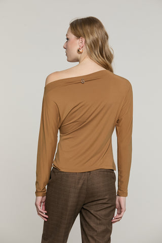 Blusa VIDEO manica lunga pipistrello più scollo barca