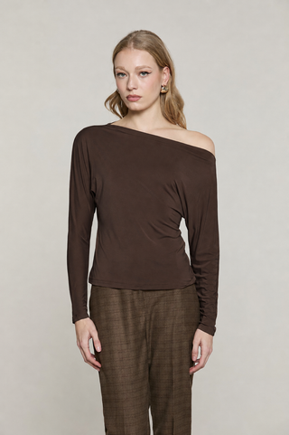 Blusa VIDEO manica lunga pipistrello più scollo barca
