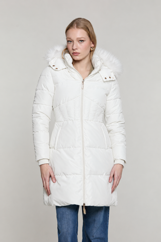 Piumino BALTOS manica lunga con polsi costina più cappuccio più collo ecopelliccia più zip più ts