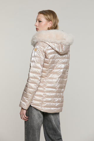 Piumino PYLEM_A manica lunga con ts più zip trasversale più cappuccio più bordo ecopelliccia staccabile