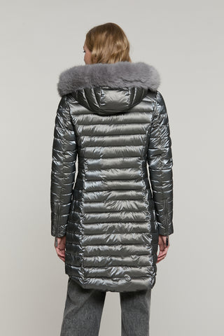 Piumino DIESSAM_A lungo manica lunga con ts più zip trasversale più cappuccio più bordo ecopell.