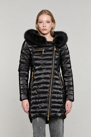 Piumino DIESSAM_A lungo manica lunga con ts più zip trasversale più cappuccio più bordo ecopell.