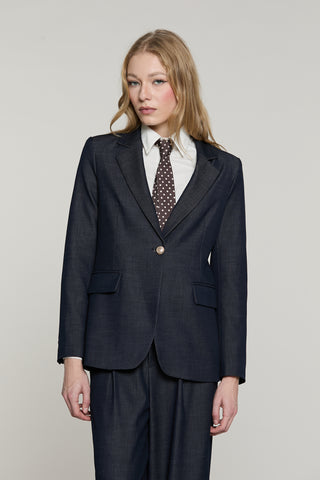 Giacca ALEXIA manica lunga 1 bottone più patte denim
