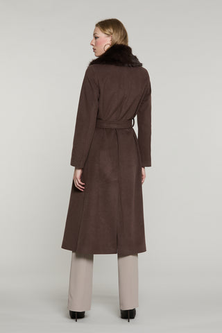 Cappotto ANNAPUR_BIS lungo manica lunga con collo pelliccia staccabile più cintura più tasche