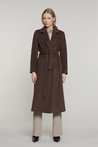 Cappotto ANNAPUR_BIS lungo manica lunga con collo pelliccia staccabile più cintura più tasche